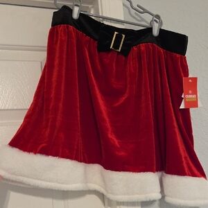 Holiday Red Velvet Skirt with Black Belt